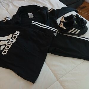Adidas Black and White Tracksuit with Sneakers